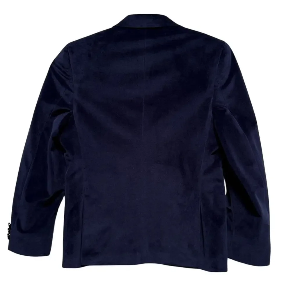 Lauren Ralph Lauren Boys Blazer 10R Dark Blue Velvet Lined Hunting Dog Print